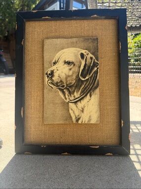 Framed Set of 3 Dog Portrait Wall Art - Black Frame with Burlap Mat